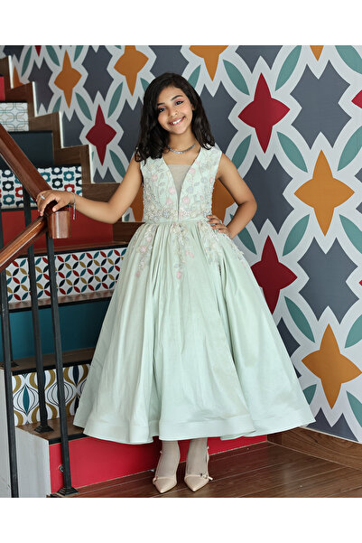 JO FASHION Lian Dress - Luxury Girls' Dress with Soft Embroidery
