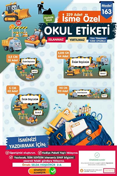 TUĞSET Okul Etiketi Kalem Defter Etiketi Özel İsim Yazılabilen Etiket Seti - ...