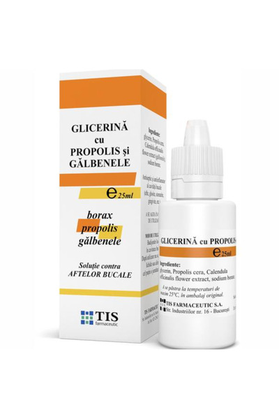 Tis Farmaceutic Glicerina cu Propolis si Galbenele Tis Farmaceutic, 25 ml