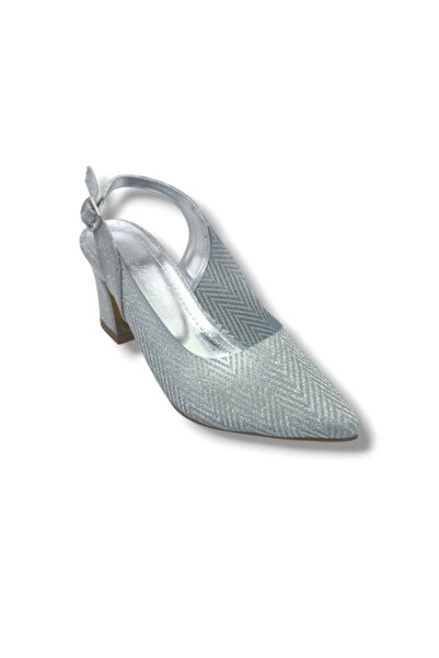 Cakgo Desire 354-26 Silvery Mosaic Patterned Nickel Plated Thick Heel Women's...