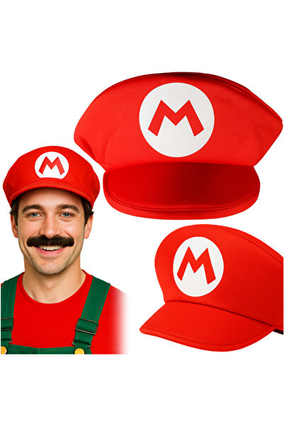 Korbi Șapcă de cosplay Red Mario cu vizieră