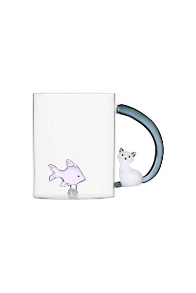 Ichendorf Cana din sticla, Pisica alb/gri, Tabby Cat by Alessandra Baldereschi -