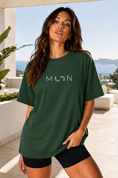 FECCY Premium Moon Printed Oversize Women's T-Shirt Cotton Oversize T-Shirt