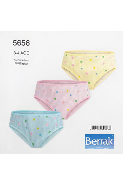 Berrak Girl's Colorful Patterned Cotton Slip Panties Set of 3