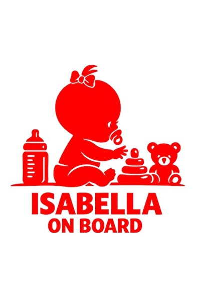OEM Autocolant decorativ auto  "ISABELLA ON BOARD ", 10cm, Roșu