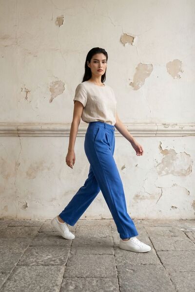 Hiccup My Fashion High Waist Straight Leg Crepe Trousers