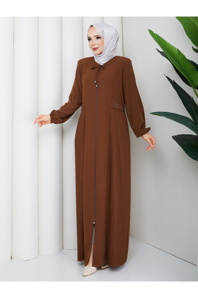 Moda İncir Beli Stone and Pilese Detail Ferace