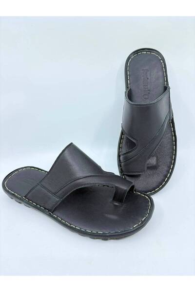 Papuccu Black Flip-Flops for Men in Genuine Leather