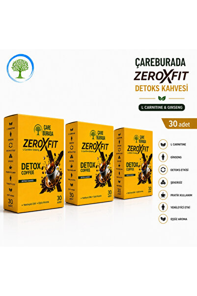 Çare Burada ÇareBurada ZeroxFit Detoks Kahvesi 30 Saşe 3 gr x 3 Adet | L-Carn...