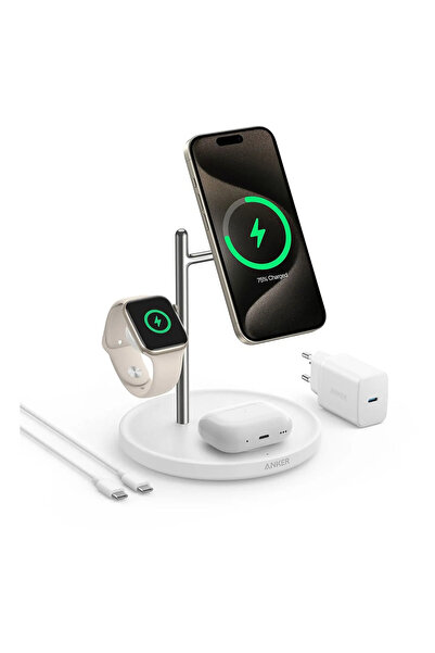 Anker 3in1 Qi2 MagGo Charging Station White (B25M3322)