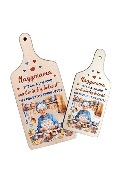 LimArt Tocator Decorativ din lemn "Nagymama", mesaj despre gătit, 31x13 cm