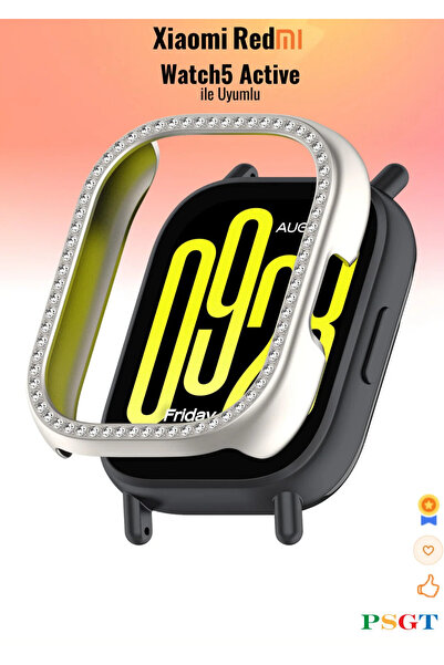 PSGT Xiaomi Redmi Watch5 Active Uyumlu Işıltılı Parlak Taşlı Diamond Kasa Kor...