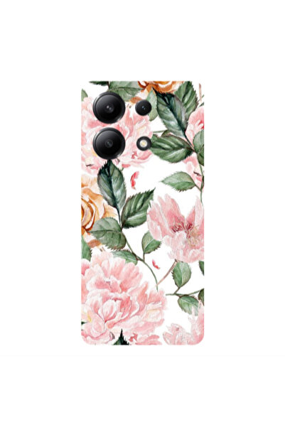 Other Xiaomi Redmi Note 13 4G Pink rose and laves Transparent Silicone TPU Θήκη
