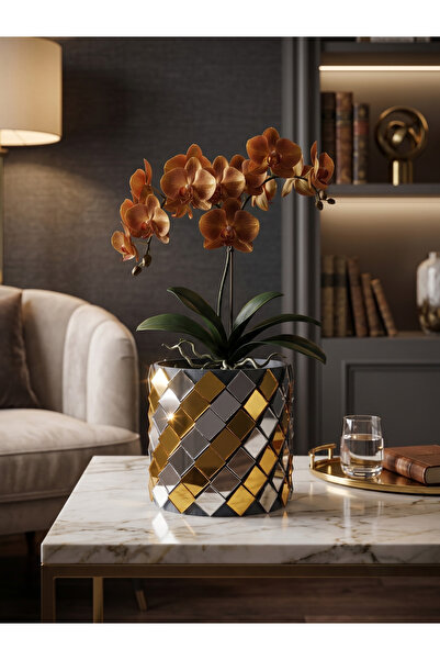 FLTFRM Handmade Decorative Mosaic Vase - Mirrored Decorative Vase