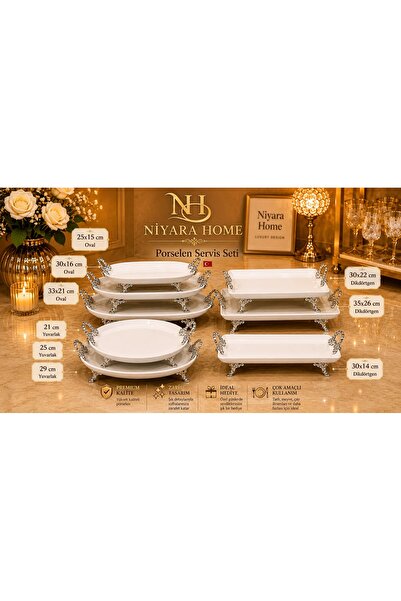 Niyara home Porcelain Set Serving Tray Cake Stand
