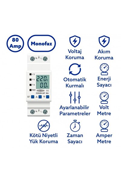Genel Markalar Tomzn Hiking Voltaj ve Akım Koruma Rölesi Yüksek Alçak Gerilim...