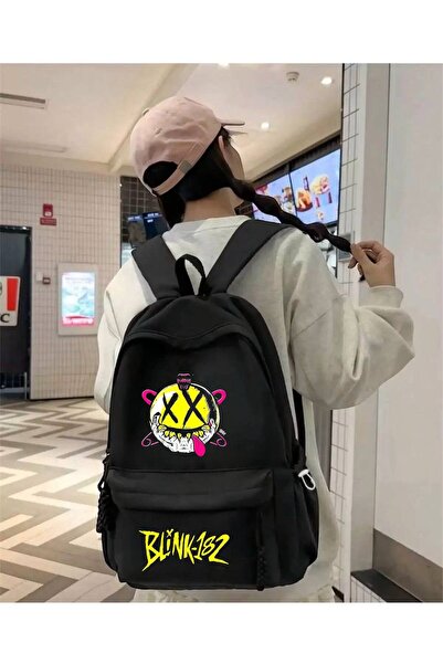 Minga London Black Blink-182 Printed School, Class, Course Backpack
