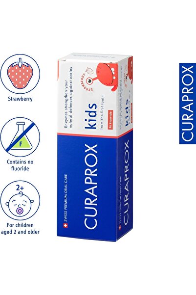 Curaprox Kids Toothpaste, Strawberry, 60ml, Fluoride-Free, Gentle Oral Care f...