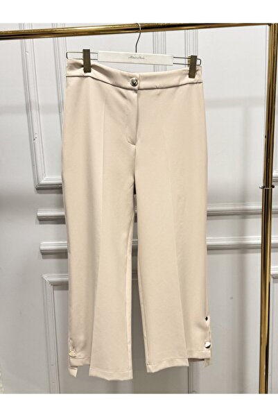 ALANURMODA 3956 Metal Button Trousers Beige