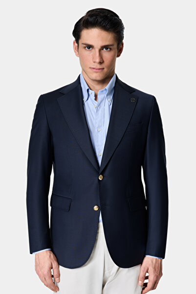 Damat Regular Fit Lacivert Düz Kumaş Ceket
