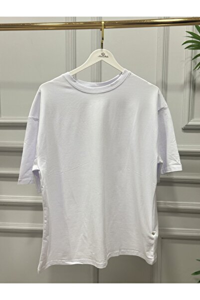 ALANURMODA 3097 Short Sleeve Oversized T-Shirt White