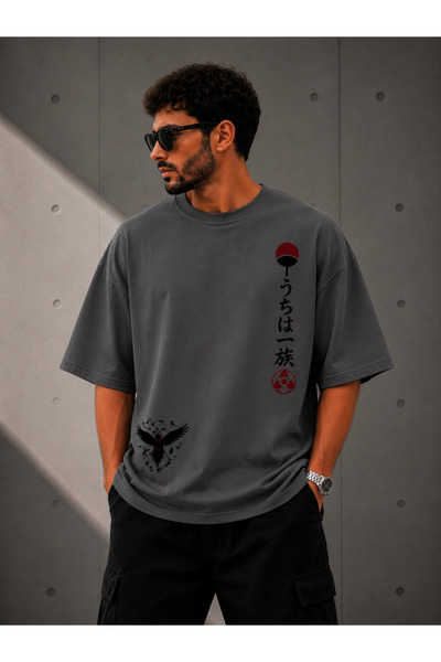 Nulivez Naruto Uchiha Clan Printed Oversize Unisex T-Shirt – Anime-Themed Sho...