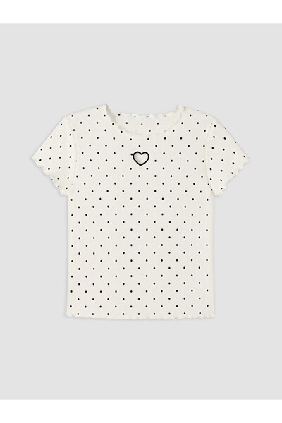 LC Waikiki Esvab • Modern & Distinctive Zero Roba Collar Polka Dot Girls' T-S...