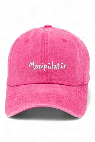 ŞapkaMania "Manipulator" Written Pink Embroidered Washable Vintage Unisex Hat