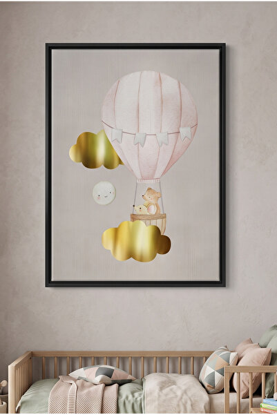 Jasmine Art Teddy Bear Hot Air Balloon Kids Wall Art | Portrait Framed Canvas...