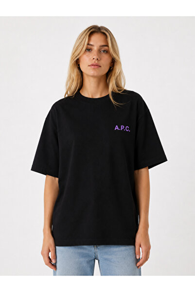 Compostela Unisex Women's Men's A.P.C Written Logo Front Printed Oversized Th...