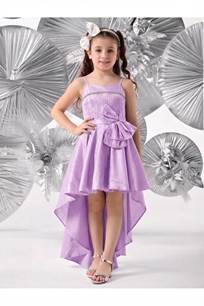 meneviş çocuk giyim Meneviş Stone Detailed Taffeta Tailored Girls' Evening Dr...