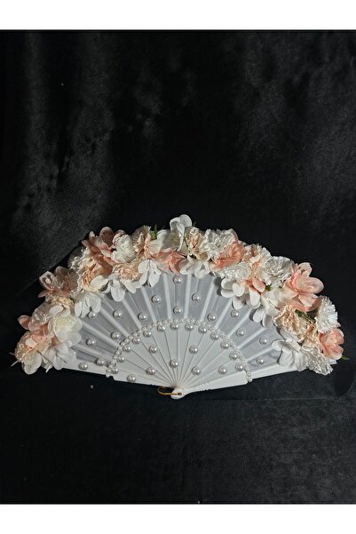 Bridal Luxe Floral Bridal Fan with Pearl Details Engagement Fan Wedding Fan