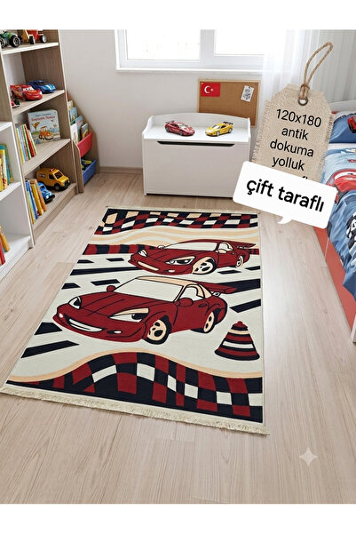 Altınoluk Tekstil Çocuk Odası Arabalı Çift Taraflı Dokuma Antik Yolluk 120x180