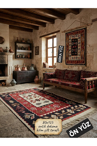 Altınoluk Tekstil Geleneksel Dokuma Antik Kilim Yolluk 80x125 Çok Amaçlı Kull...