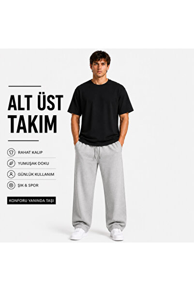 JULİA MODA Men's Sweatpants and Top Set Lightweight and Breathable Fabric Com...