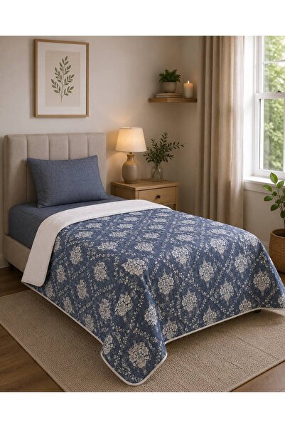 ŞENER HOME French Bouquet Patterned Single Bed Sheet with Elastic Pique Set