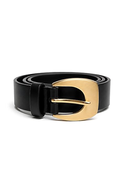 SHAKA Black Shk3004 Women's Modern Buckle Gold Waist Belt