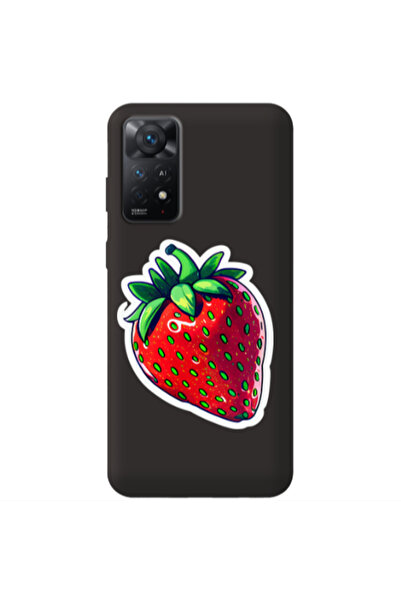Other Xiaomi Redmi Note 11 4G strawberry Black Colored Silicone TPU Θήκη
