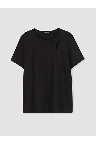 LC Waikiki Lcwaikiki Curve Black Large Size 100% Cotton Women's T-Shirt
