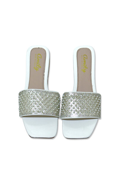Saudi Step Women Pearl Rhinestone Flat Slide Sandals Ergonomic Comfort Footwe...