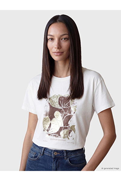 LC Waikiki Lcw Everyday White Printed 100% Cotton Women's T-Shirt