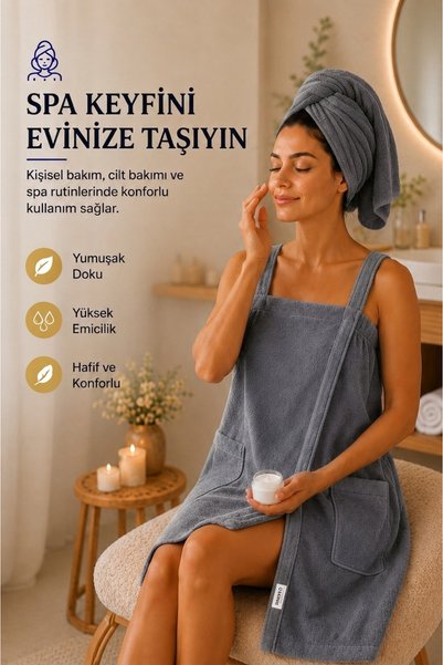 AXXO Gray Microfiber Spa Towel 400 Gsm Double Pocket Spa Bath Towel (Weft Plain Weave)