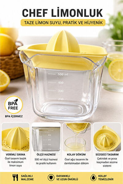 kumkumticaret 500 ml Plastic Lemon Squeezer – Manual Citrus Juicer with Scale...