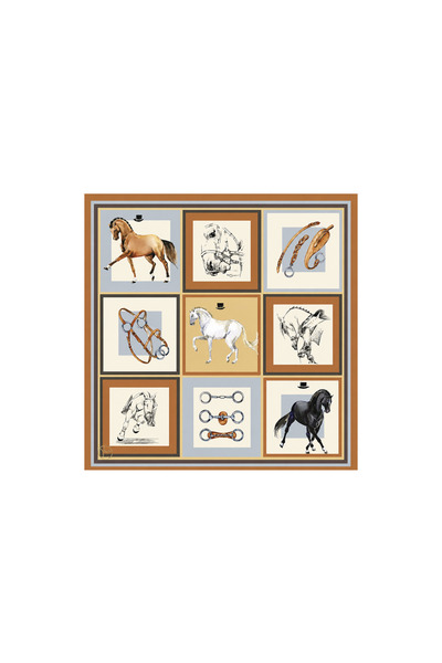 SILVOURA 70cm Square Satin Hair and Neck Scarf with Terra Rider Pattern, Vers...