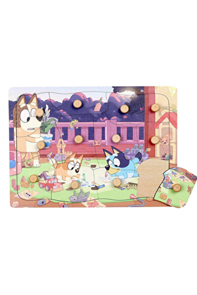 Micki Puzzle lemn Bluey 12 piese multicolor cu manere pentru copii