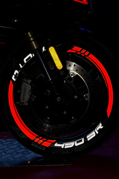 Banxtre CFMOTO 450SR için Kalın Kesikli+Yazılı Jant Şeridi Sticker Seti (4 Ja...