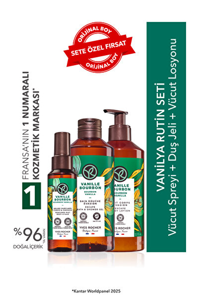 Yves Rocher Vanilya Rutin Seti- Vücut Spreyi 150 ml &Duş Jeli 400 ml & Vücut ...