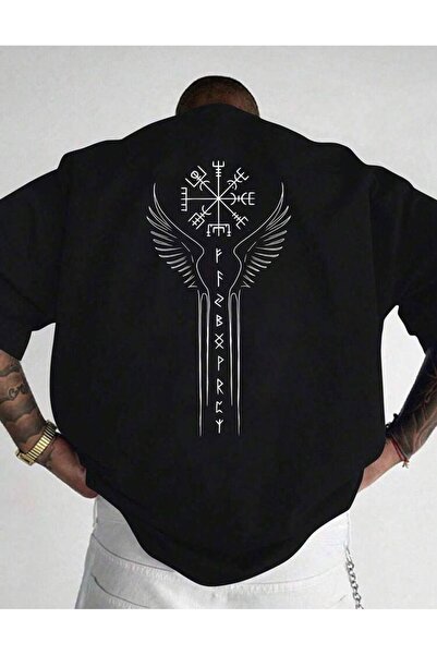 LELVANİ Tricou pentru bărbați cu imprimeu Viking Compass (Vegvisir) Viking Sp...