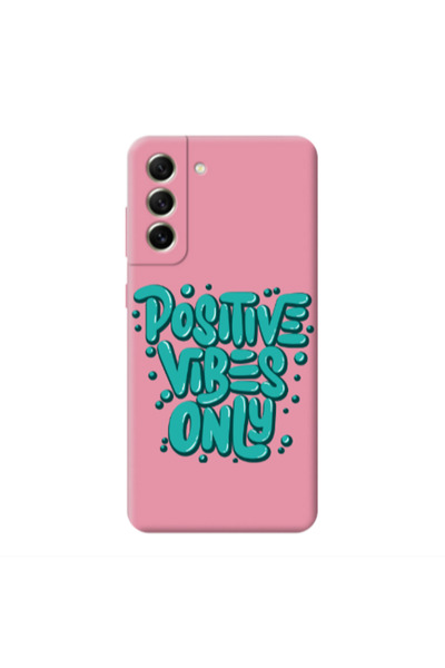 Other Samsung S22 Positive Vibes Only Pink Colored Silicone TPU Θήκη