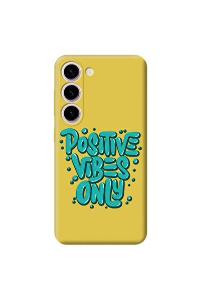 Other Samsung S23 Plus Positive Vibes Only Yellow Colored Silicone TPU Θήκη